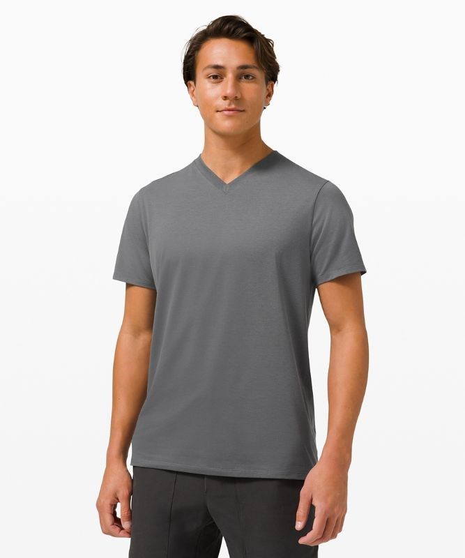 Lululemon The Fundamental V-Neck T-Shirt Blast Herr Anchor | CKLD-57843