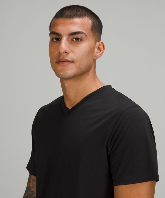Lululemon The Fundamental V-Neck T-Shirt Blast Herr Svarta | UVEH-59410