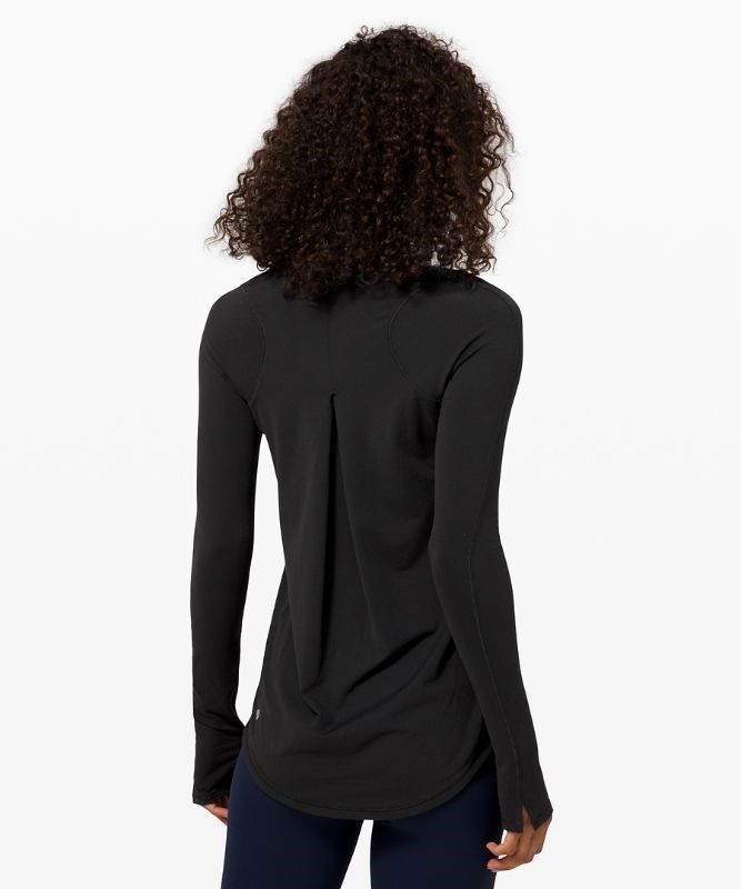 Lululemon Tuck and Flow Long Sleeve Shirt Blast Dam Svarta | PYXF-59423