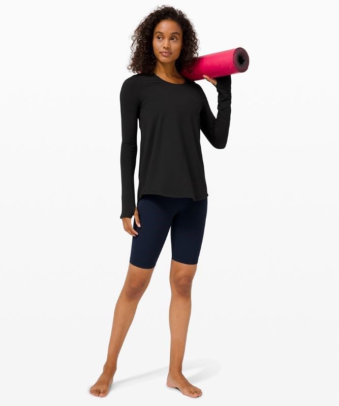 Lululemon Tuck and Flow Long Sleeve Shirt Blast Dam Svarta | PYXF-59423