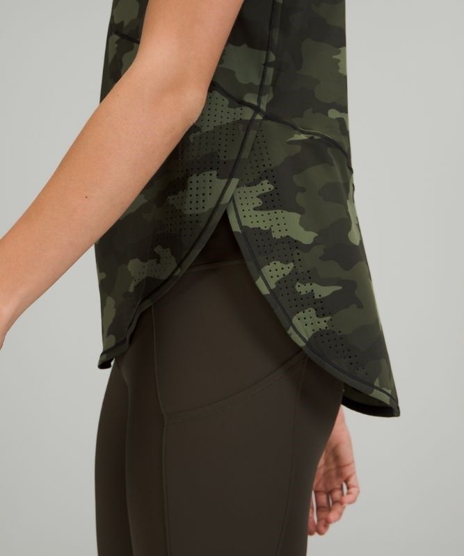 Lululemon UVP Run Short Sleeve Blast Dam Camo Olivgröna Olika Färger | KYCT-90153