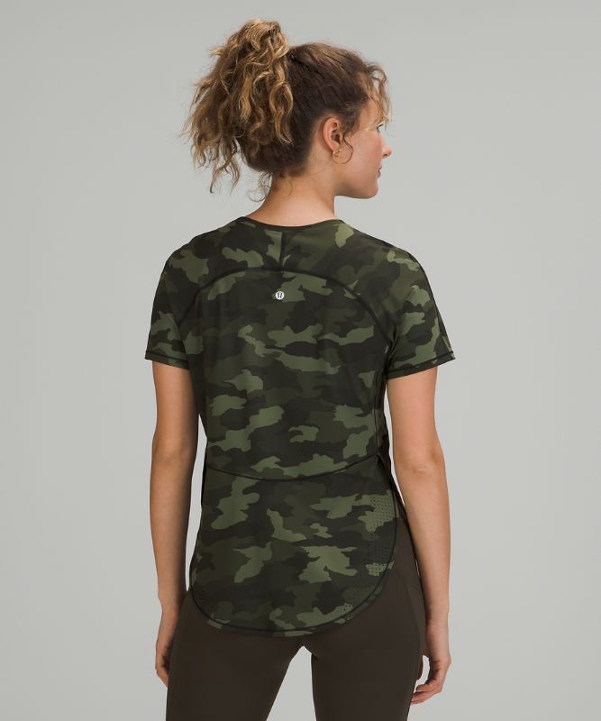 Lululemon UVP Run Short Sleeve Blast Dam Camo Olivgröna Olika Färger | KYCT-90153