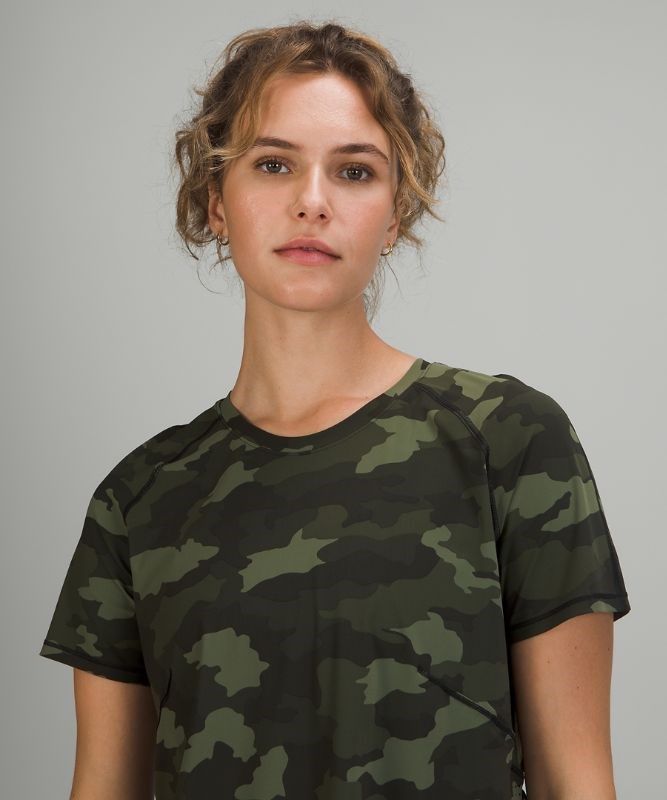 Lululemon UVP Run Short Sleeve Blast Dam Camo Olivgröna Olika Färger | KYCT-90153