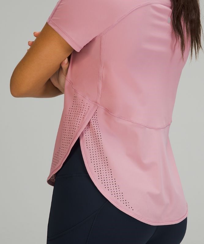 Lululemon UVP Run Short Sleeve Blast Dam Rosa Grå Bruna | HEAS-70134