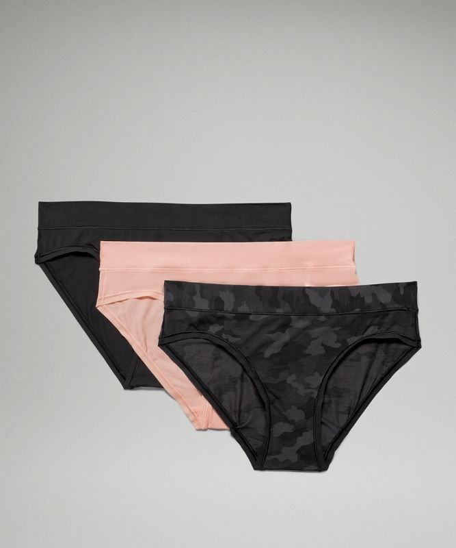 Lululemon UnderEase Bikini 3 Pack Underkläder Dam Camo Svarta Olika Färger Rosa Vita Svarta | KUMZ-98417