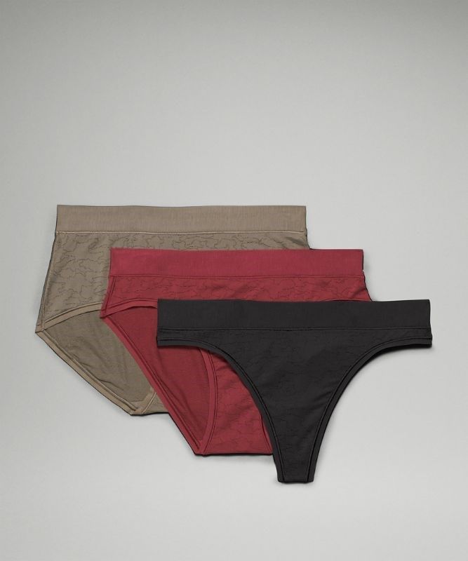 Lululemon UnderEase Mid-Rise Multi-Silhouette Underwear 3 Pack Lace Underkläder Dam Svarta Vinröda | YWRA-38072