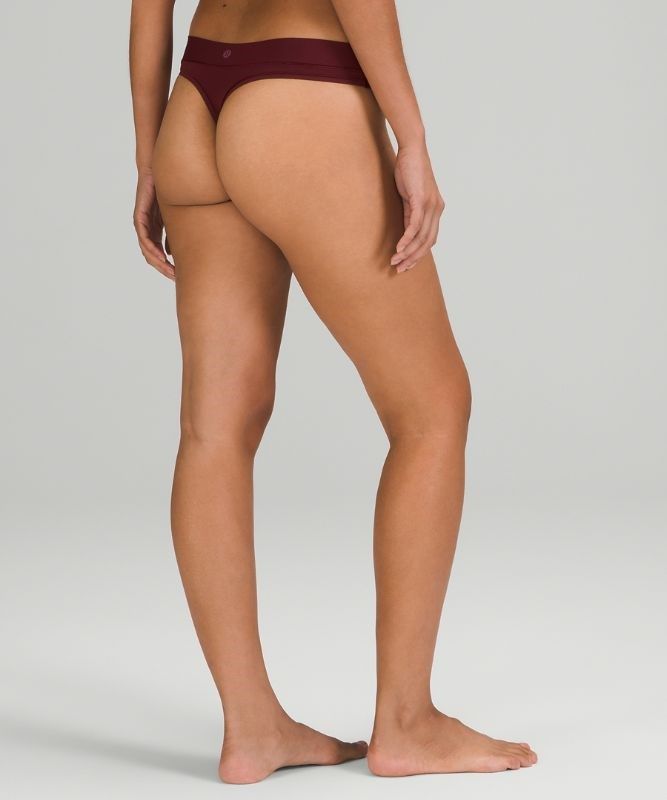 Lululemon UnderEase Mid-Rise Thong Underwear Underkläder Dam Röda Vinröda | PUEJ-36478