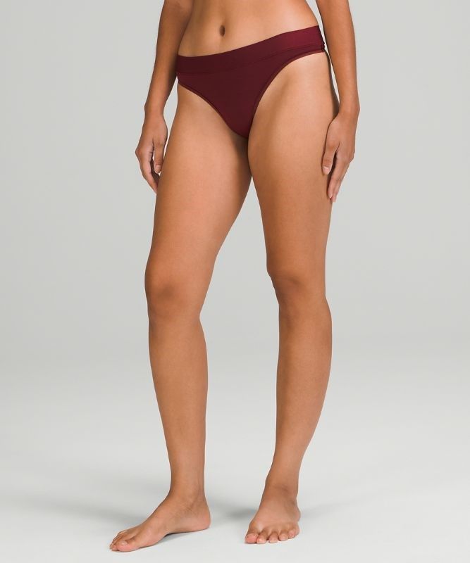 Lululemon UnderEase Mid-Rise Thong Underwear Underkläder Dam Röda Vinröda | PUEJ-36478