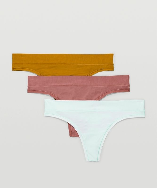 Lululemon UnderEase Mid Rise Thong Underwear 3 Pack Underkläder Dam Guld Bruna | CSIL-89572
