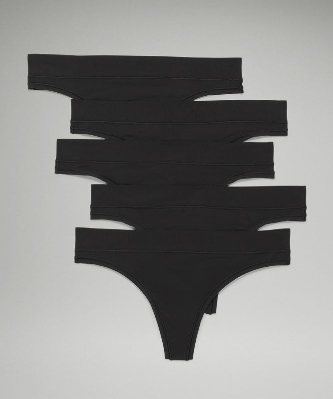 Lululemon UnderEase Thong 5P Underkläder Dam Svarta | OFJU-21098