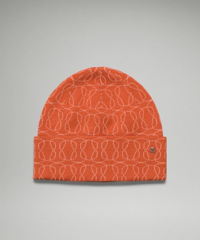 Lululemon Warm Revelation Beanie Logo Hatt Accessories Orange Rosa | GNZD-96754
