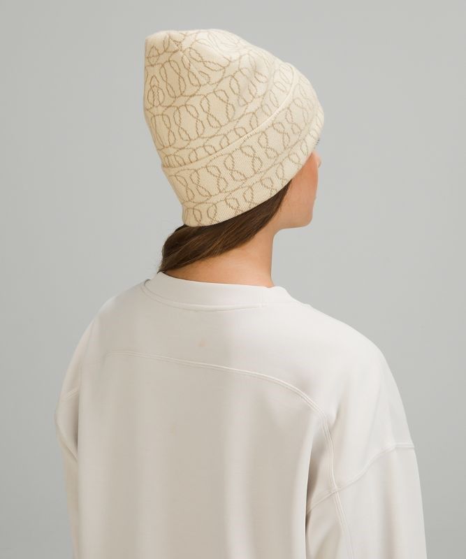 Lululemon Warm Revelation Beanie Logo Hatt Accessories Vita Beige | URZG-46158