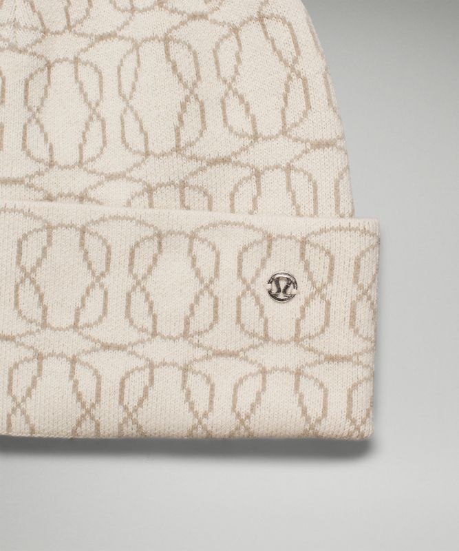 Lululemon Warm Revelation Beanie Logo Hatt Accessories Vita Beige | URZG-46158