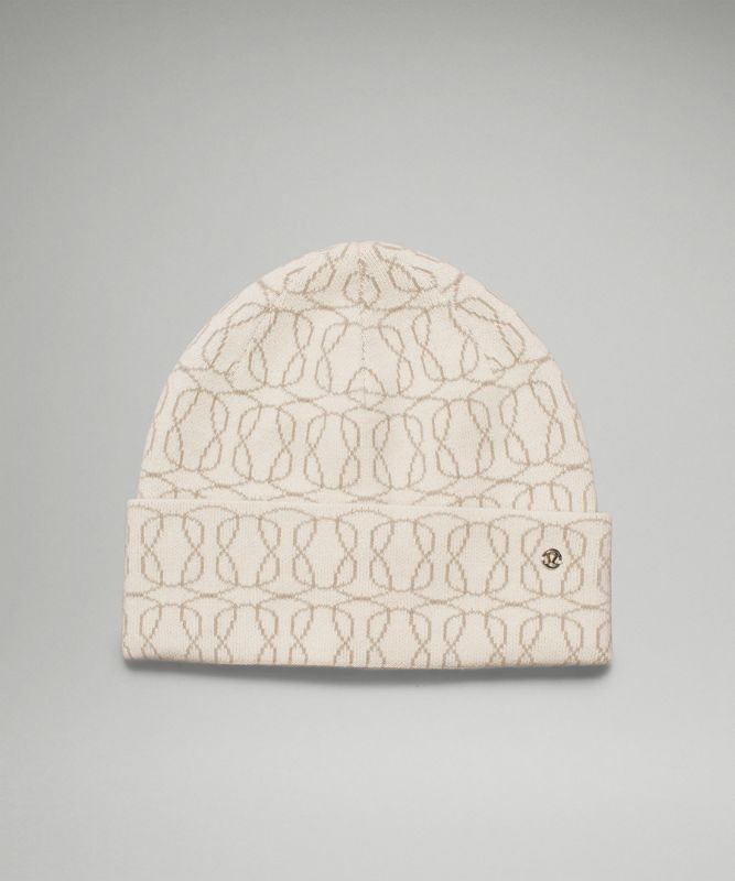 Lululemon Warm Revelation Beanie Logo Hatt Accessories Vita Beige | URZG-46158