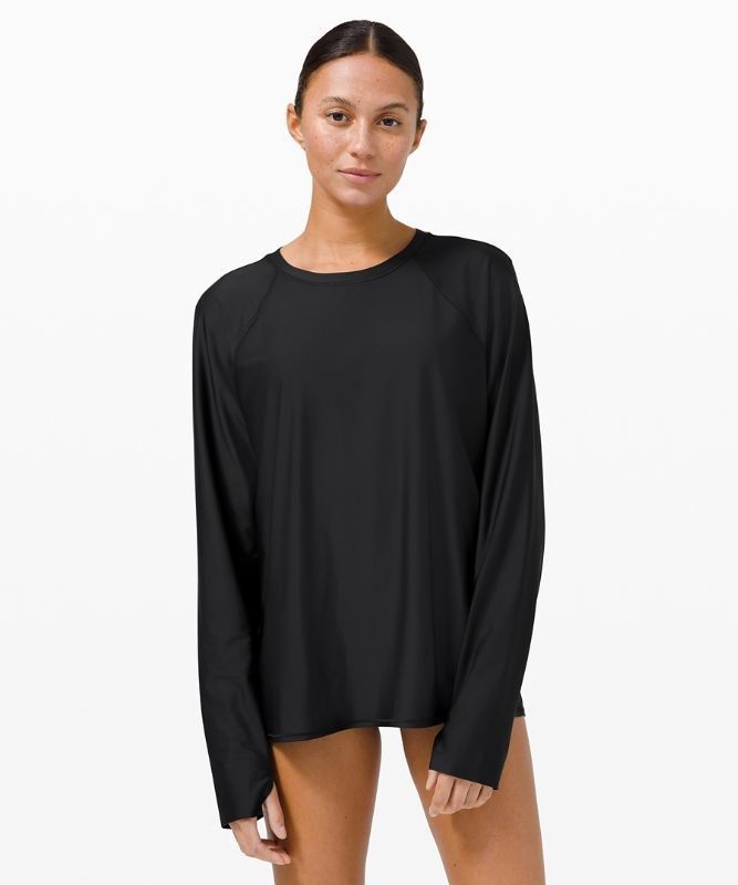 Lululemon Waterside Relaxed UVP Long-Sleeve Baddräkter Dam Svarta | DJFU-07642