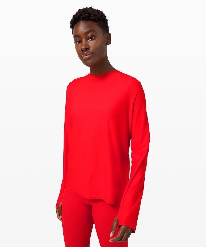 Lululemon Waterside Relaxed UVP Long-Sleeve Baddräkter Dam Röda | DGBR-89712