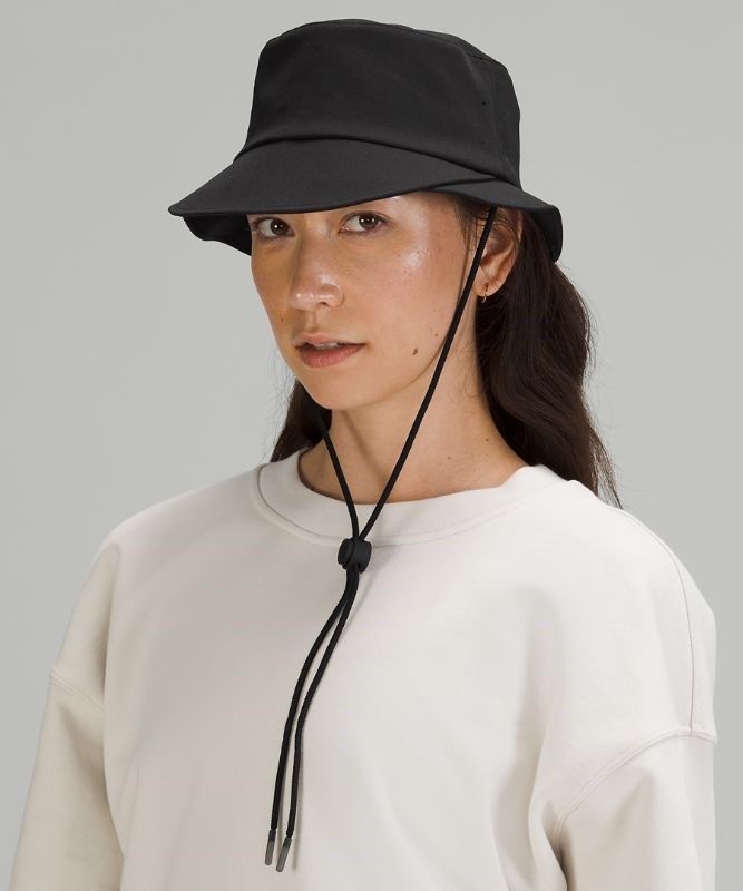 Lululemon Wide-Brim Bucket Hat with Strap Hatt Accessories Svarta | WXYG-93517