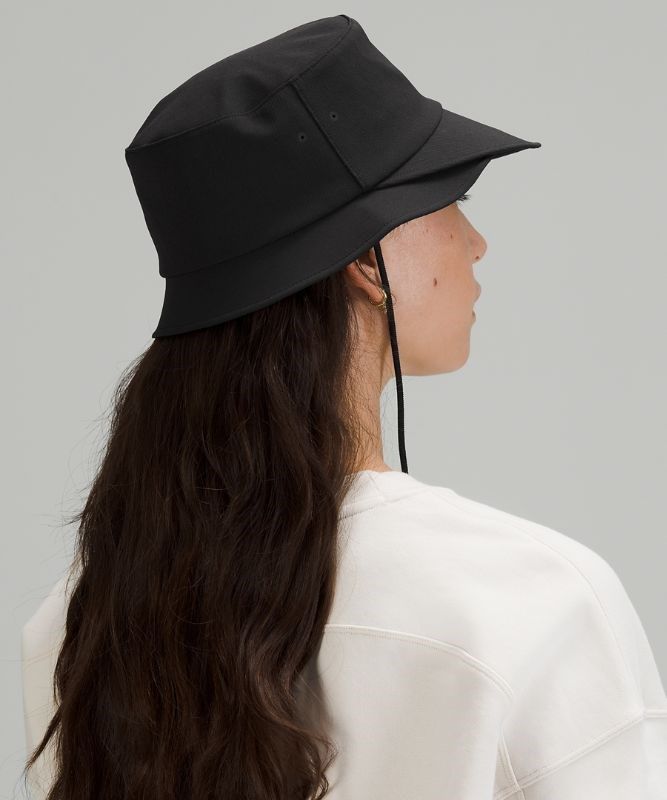 Lululemon Wide-Brim Bucket Hat with Strap Hatt Accessories Svarta | WXYG-93517