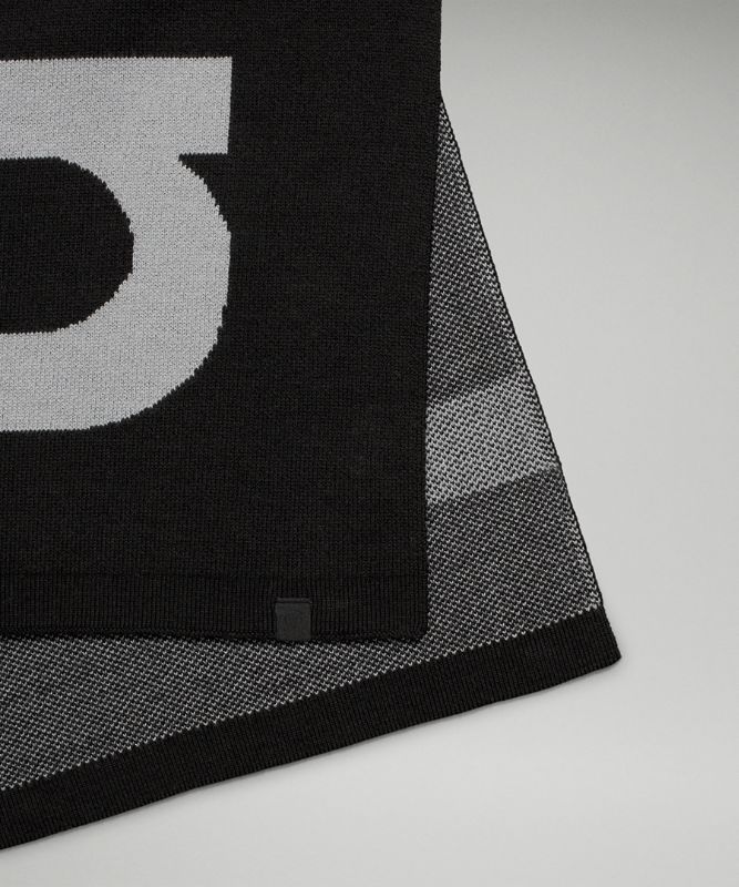 Lululemon Wool-Blend Knit Logo Scarf Halsduk Accessories Svarta Grå | GEUR-12735