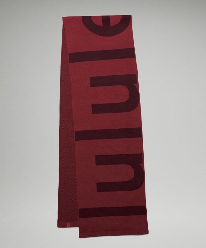 Lululemon Wool-Blend Knit Logo Scarf Halsduk Accessories Vinröda | FBCE-42978
