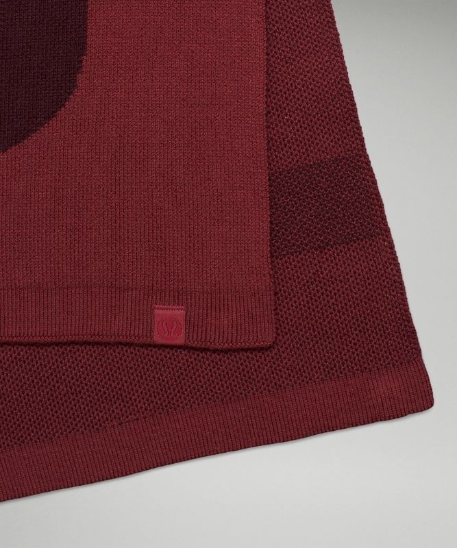 Lululemon Wool-Blend Knit Logo Scarf Halsduk Accessories Vinröda | FBCE-42978