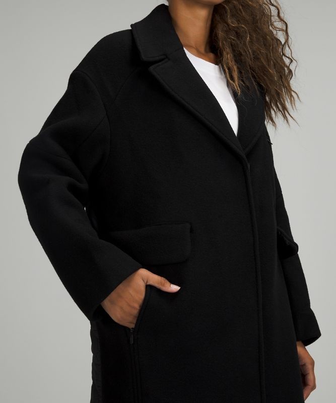 Lululemon Wool Long Coat Jackor Dam Svarta | HUVP-26183