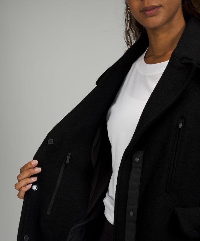 Lululemon Wool Long Coat Jackor Dam Svarta | HUVP-26183
