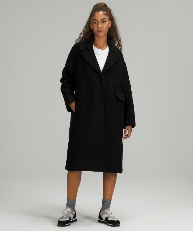 Lululemon Wool Long Coat Jackor Dam Svarta | HUVP-26183