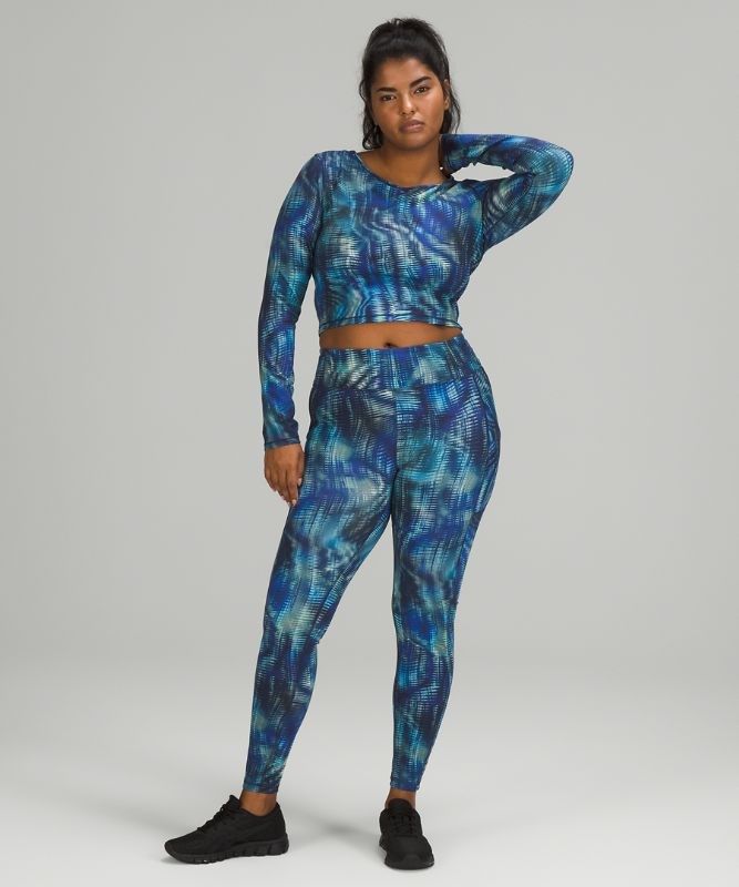 Lululemon Wunder Train Cropped Long Sleeve Shirt Blast Dam Blå Olika Färger | QEIW-54296