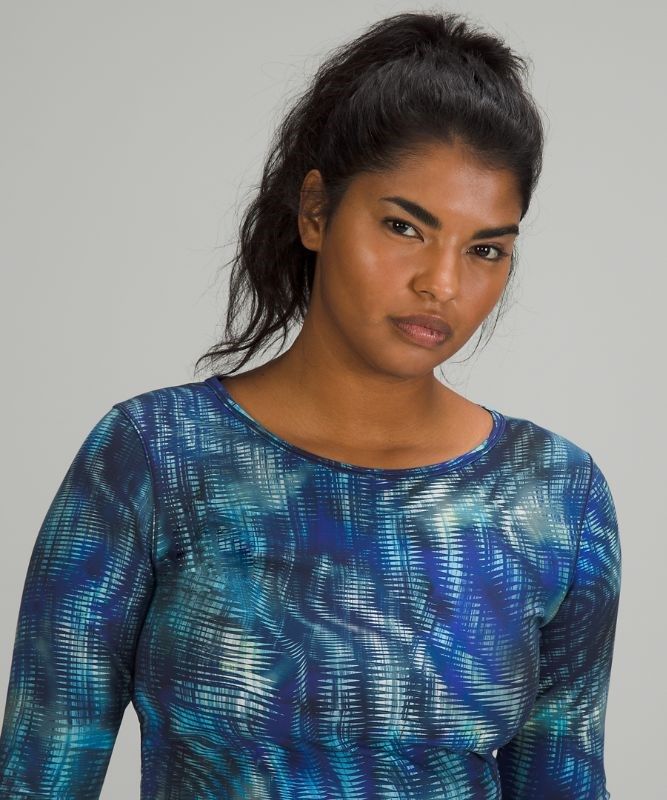 Lululemon Wunder Train Cropped Long Sleeve Shirt Blast Dam Blå Olika Färger | QEIW-54296