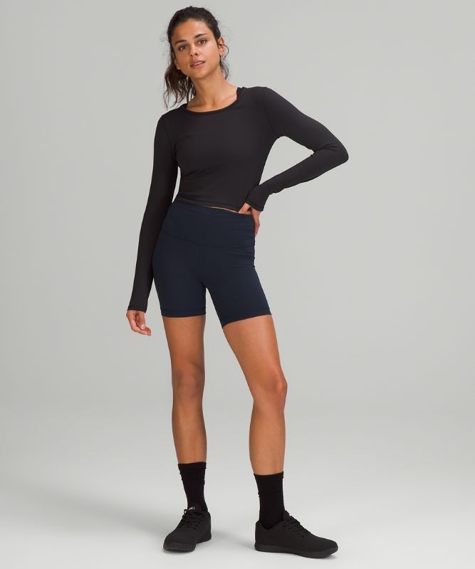 Lululemon Wunder Train Cropped Long Sleeve Shirt Blast Dam Svarta | YXHQ-85237