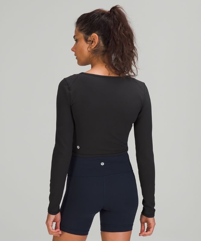 Lululemon Wunder Train Cropped Long Sleeve Shirt Blast Dam Svarta | YXHQ-85237