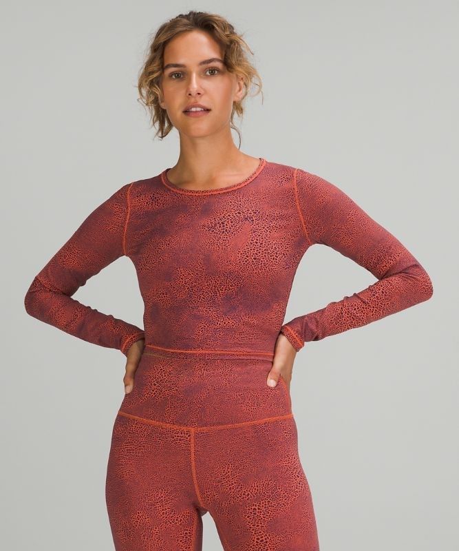 Lululemon Wunder Train Cropped Long Sleeve Shirt Blast Dam Orange | CRAL-29530