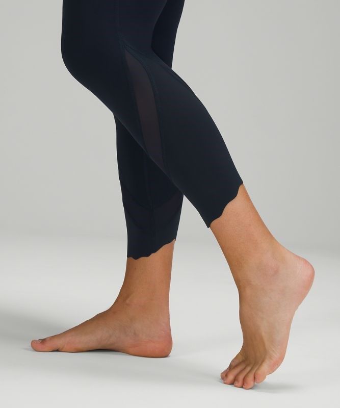 Lululemon Wunder Under Scalloped Hem High-Rise Crop 23 Leggings Dam Marinblå | BMHZ-75018