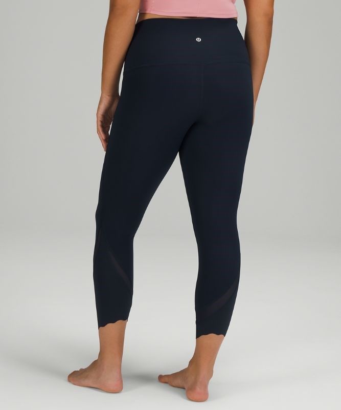 Lululemon Wunder Under Scalloped Hem High-Rise Crop 23 Leggings Dam Marinblå | BMHZ-75018